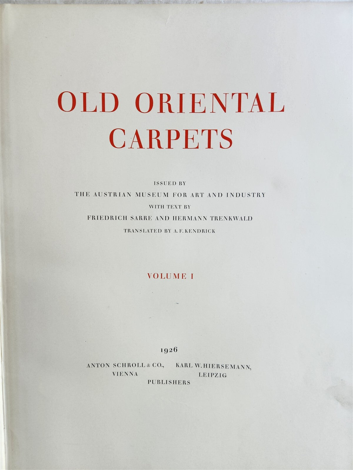 1926 OLD ORIENTAL CARPETS antique ILLUSTRATED FOLIO Austrian Art Industry Museum