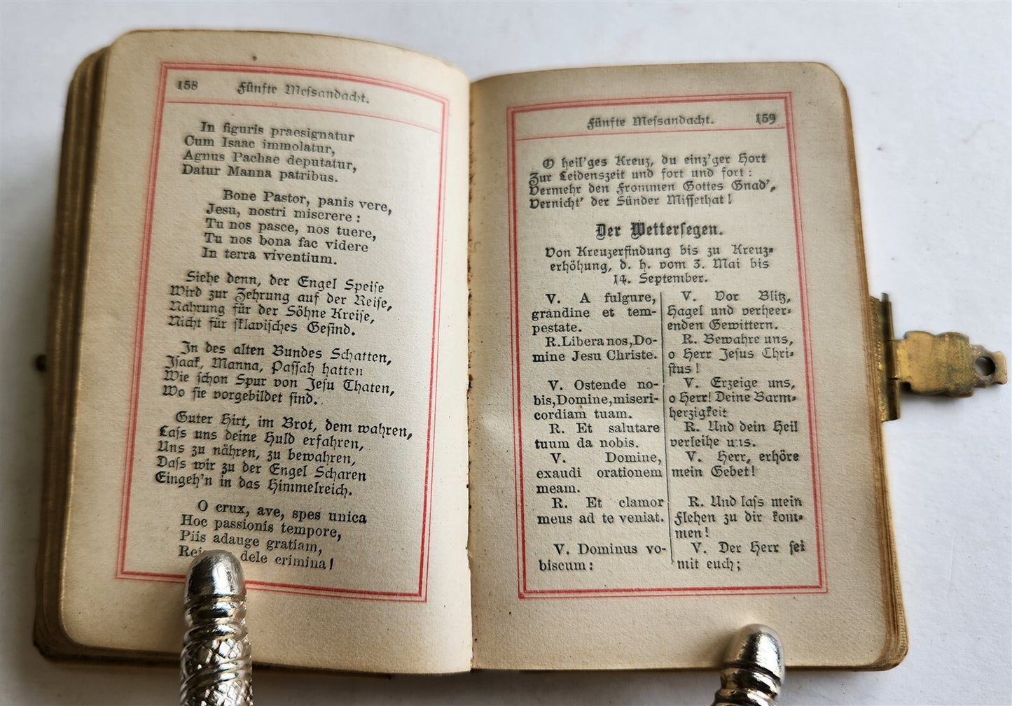 1890 GERMAN PRAYER BOOK w/ MOTHER OF PEARL BINDING antique