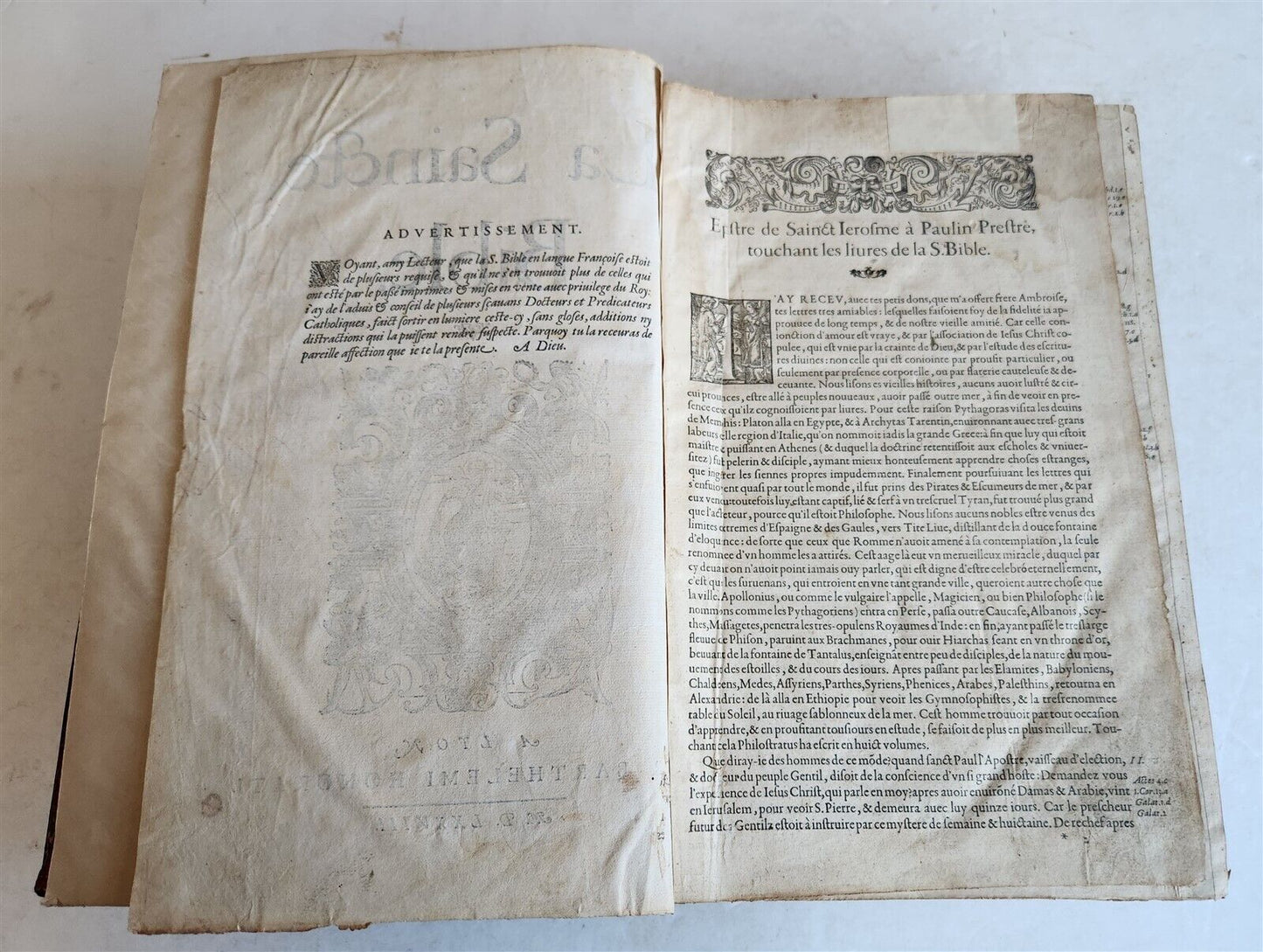 1578 BIBLE in FRENCH ILLUSTRATED antique MASSIVE FOLIO 16th CENTURY