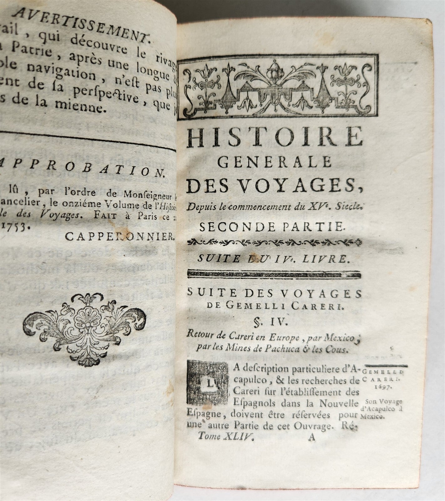 1753 HISTOIRE des VOYAGES antique Vol.44 EAST INDIES TRAVELS illustrated