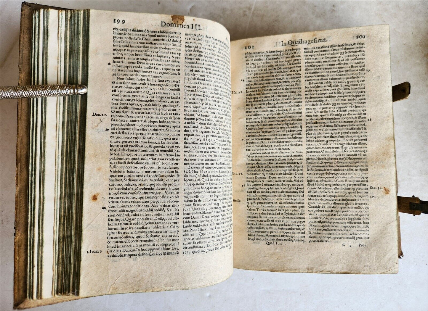 1588 SERMONS of PORTUGUESE THEOLOGIAN F. DIAZ 2 VOLUMES antique PIGSKIN BINDING
