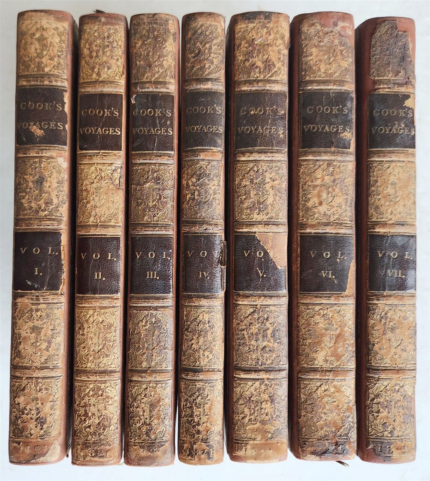 1821 3 VOYAGES of CAPTAIN COOK 7 vols ILLUSTRATED antique in ENGLISH