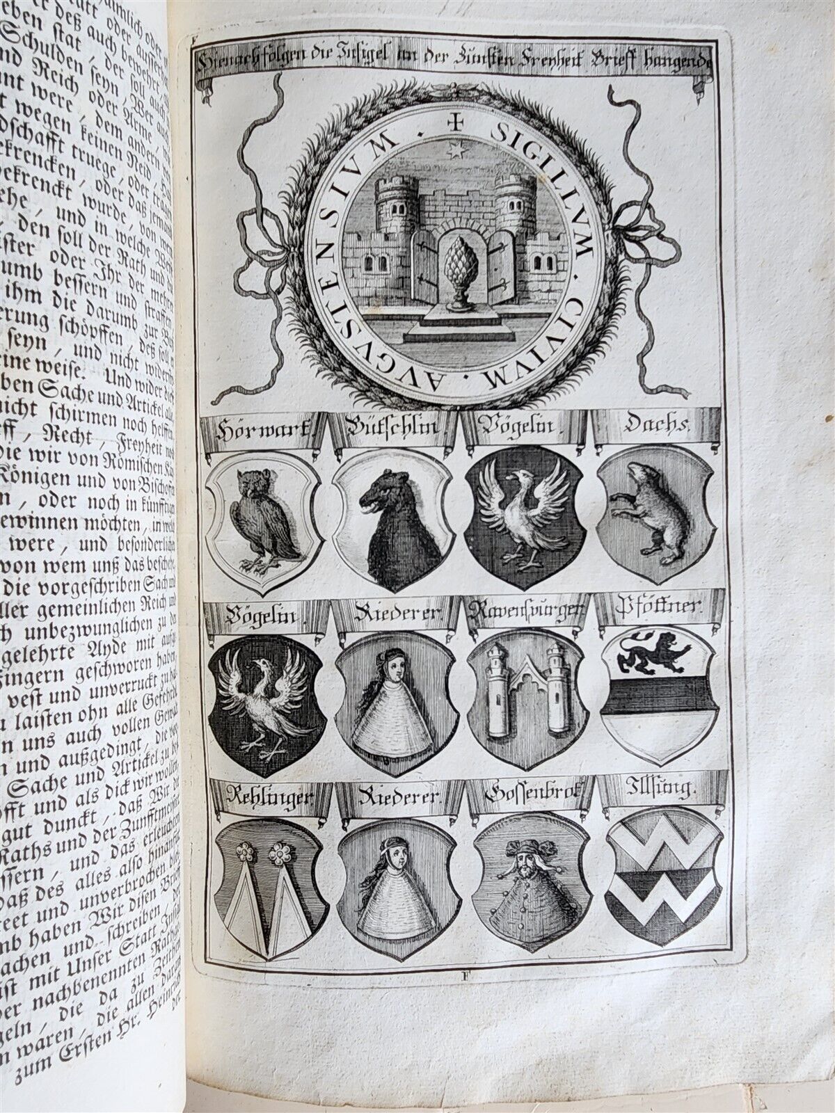 1725 HISTORY of Holy Roman Empire' CITY of AUGSBURG REGIMENT antique ILLUSTRATED