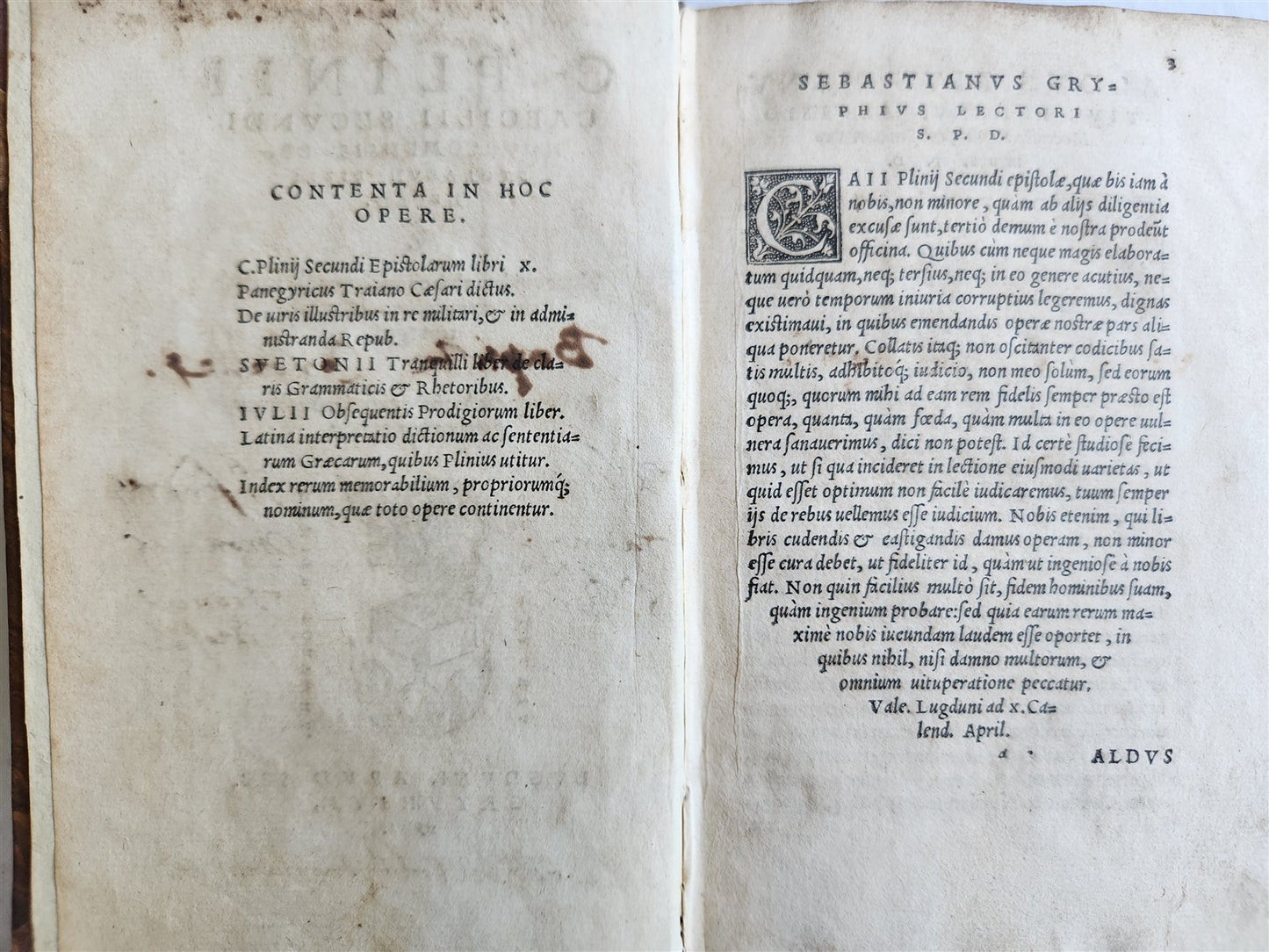 1542 HISTORY by PLINY SECUNDUS antique 16th CENTURY
