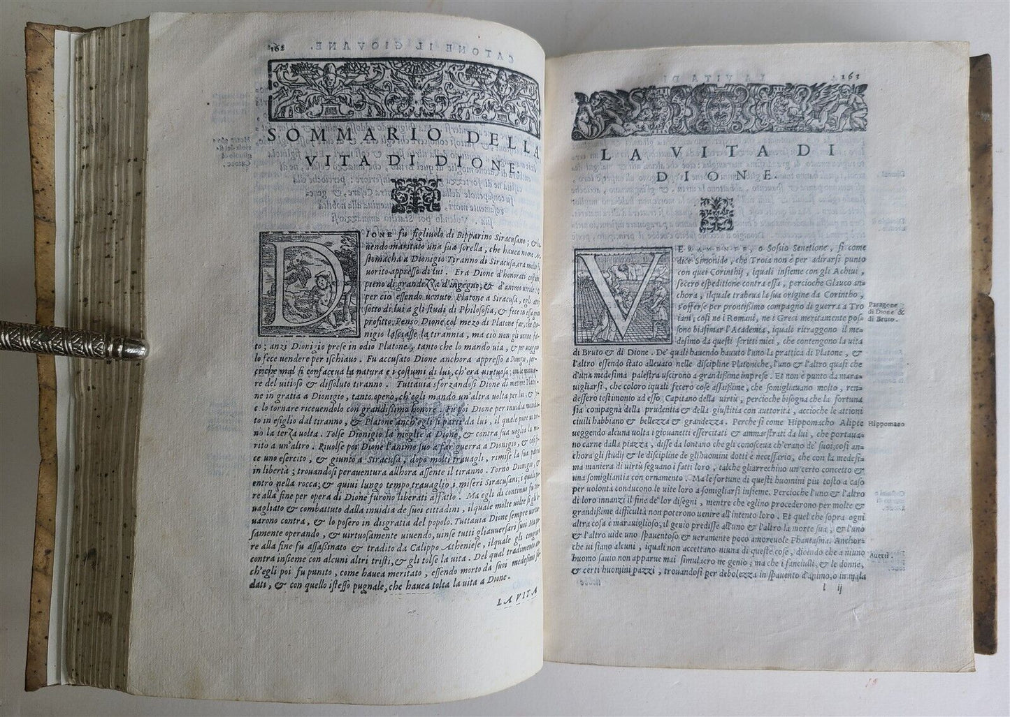 1560 PLUTARCH transl. by Lodovico Domenichi antique VELLUM BINDING 16th CENTURY