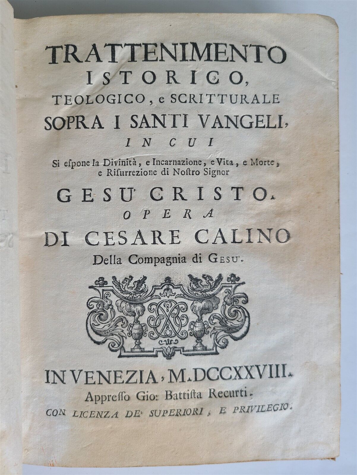 1728 TRATTENIMENTO ISTORICO TEOLOGICO e SCRITTURALE antique VELLUM BOUND