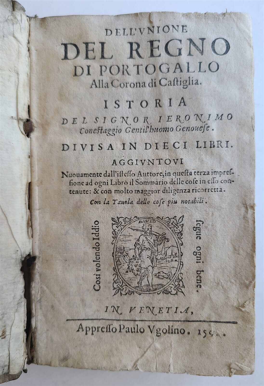 1592 DEL REGNO DI PORTOGALLO ALL CORONA di CASTIGLIA antique HISTORY of PORTUGAL