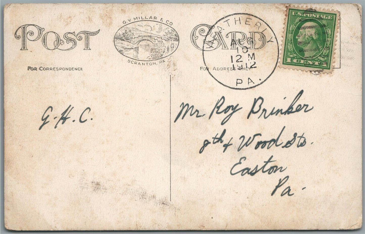 WEATHERLY PA SECOND STREET ANTIQUE POSTCARD