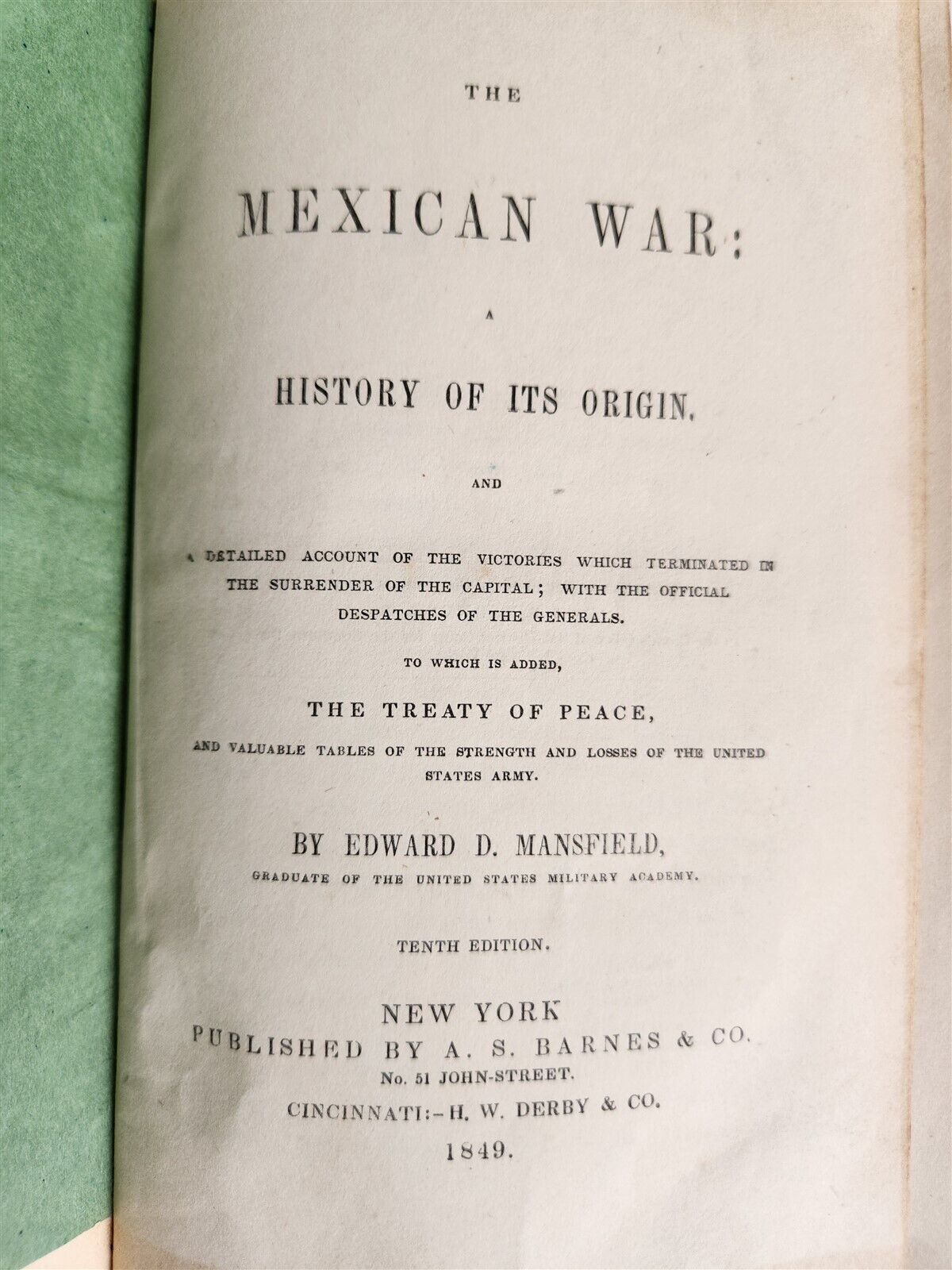 1849 THE MEXICAN WAR HISTORY of ITS ORIGIN by EDWARD MANSFIELD antique AMERICANA