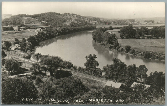MARIETTA OH MUSKINGUM RIVER ANTIQUE REAL PHOTO POSTCARD RPPC