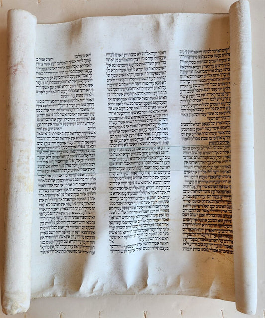 TORAH SCROLL FRAGMENT MANUSCRIPT on VELLUM antique BIBLE GENESIS first chapters