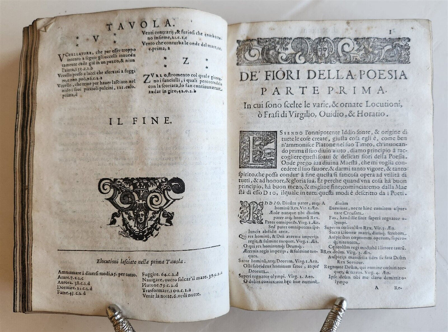 1593 I FIORI DELLA POESIA DICHIARATI antique VELLUM POETRY 16th CENT