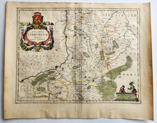 1640 MAP of LIMBURG NETHERLANDS by WILLEM BLAEU antique AUTHENTIC hand colored