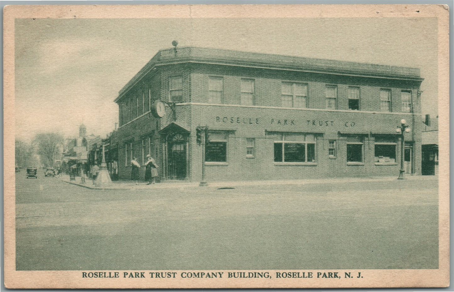 ROSELLE PARK NJ TRUST COMPANY BUILDING ANTIQUE POSTCARD