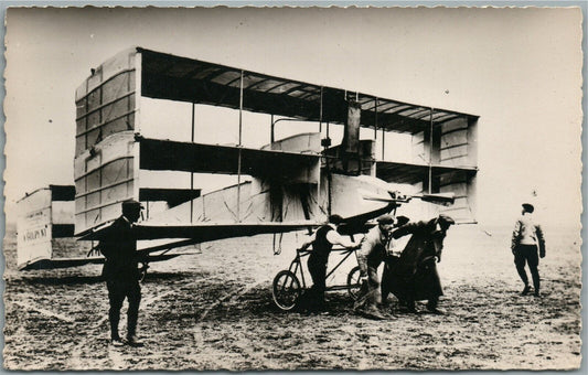 EARLY AVIATION FRENCH ANTIQUE REAL PHOTO POSTCARD RPPC