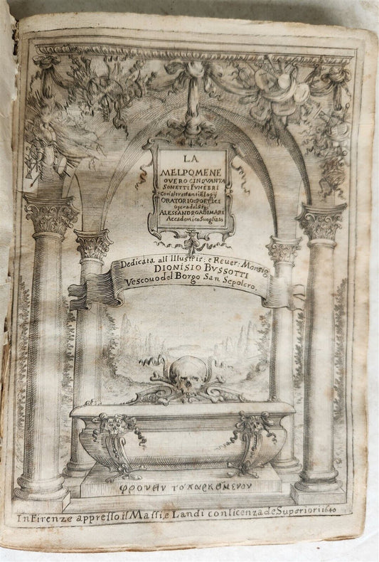 1649 LA MELPOMENE OPERA antique VELLUM BOUND POETRY in FRENCH