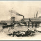 TRAIN WRECK on RAILWAY railroad BRIDGE ANTIQUE REAL PHOTO POSTCARD RPPC