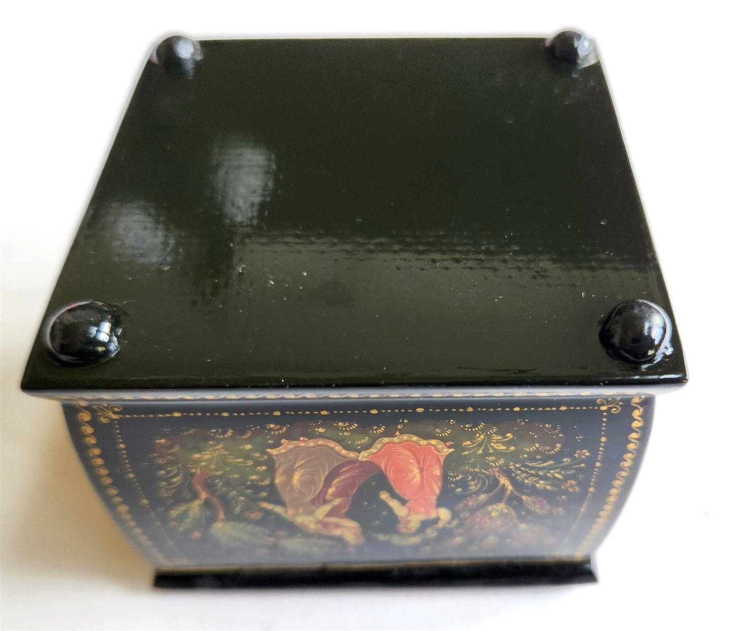 RUSSIAN PALEKH SCHOOL 5 SIDED VINTAGE LACQUER BOX ARTIST SIGNED