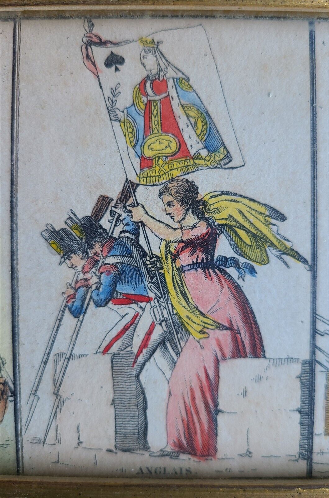 1816 TRANSFORMATION PLAYING CARDS NAPOLEONIC ERA SOLDIERS UNCUT SHEET ANTIQUE