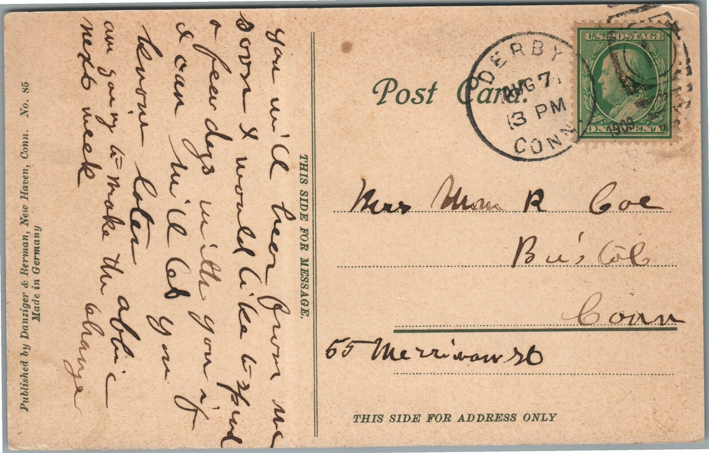 DERBY CT RAILROAD STATION RAILWAY TRAIN DEPOT ANTIQUE POSTCARD
