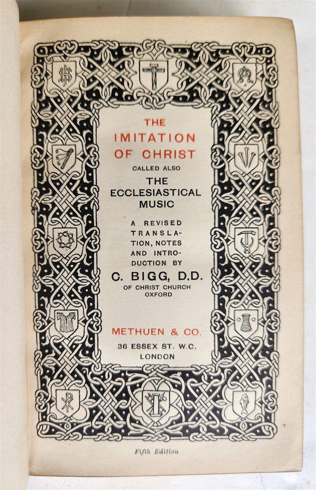 1908 IMITATION of CHRIST THE ECCLESIASTICAL MUSIC signed binding antique