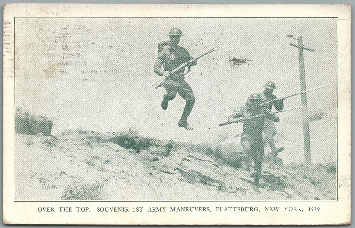 PLATTSBURG NY US ARMY MILITARY MANEUVERES WWII ERA ANTIQUE POSTCARD