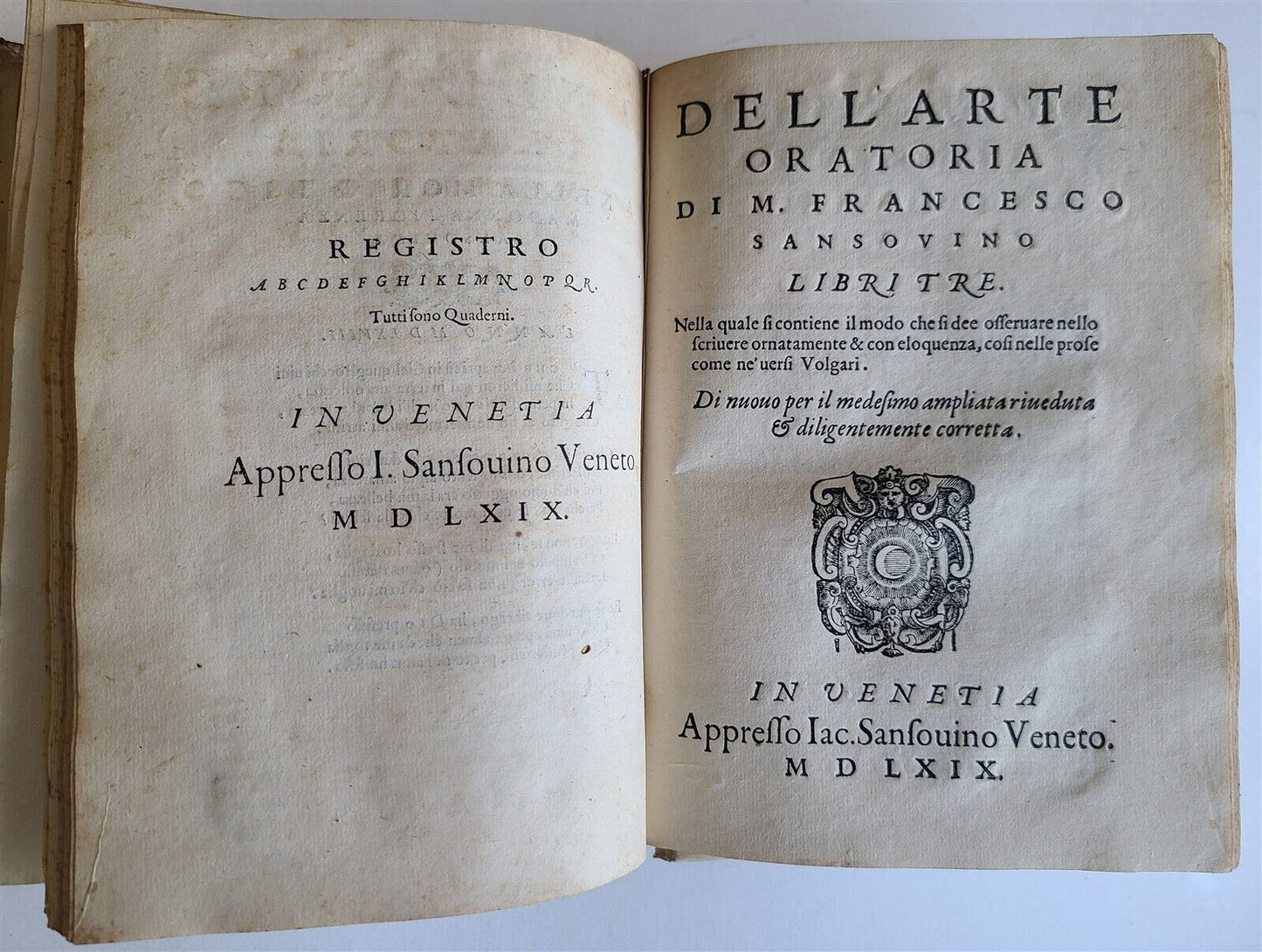 1569 ORATIONS by MANY ILLUSTRIOUS MEN - FRANCESCO SANSOVINO antique VELLUM