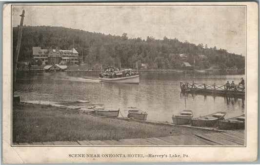 HARVEY'S LAKE PA ONEONTA HOTEL ANTIQUE POSTCARD