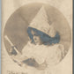 CUTE LITTLE GIRL ARTIST in NEWSPAPER HAT ANTIQUE REAL PHOTO POSTCARD RPPC