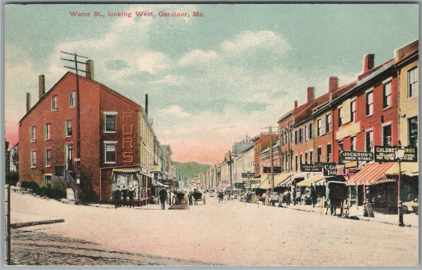 GARDINER ME WATER STREET ANTIQUE POSTCARD