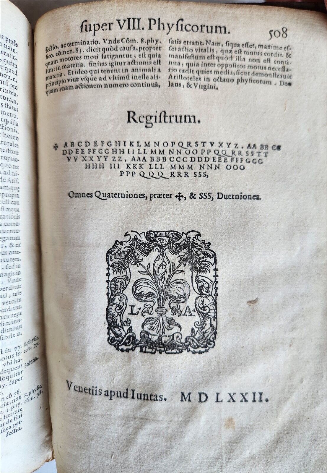 1574 ARISTOTLE 6 VOLS SET ILLUSTRATED antique VELLUM BINDINGS MANUSCRIPT SPINES