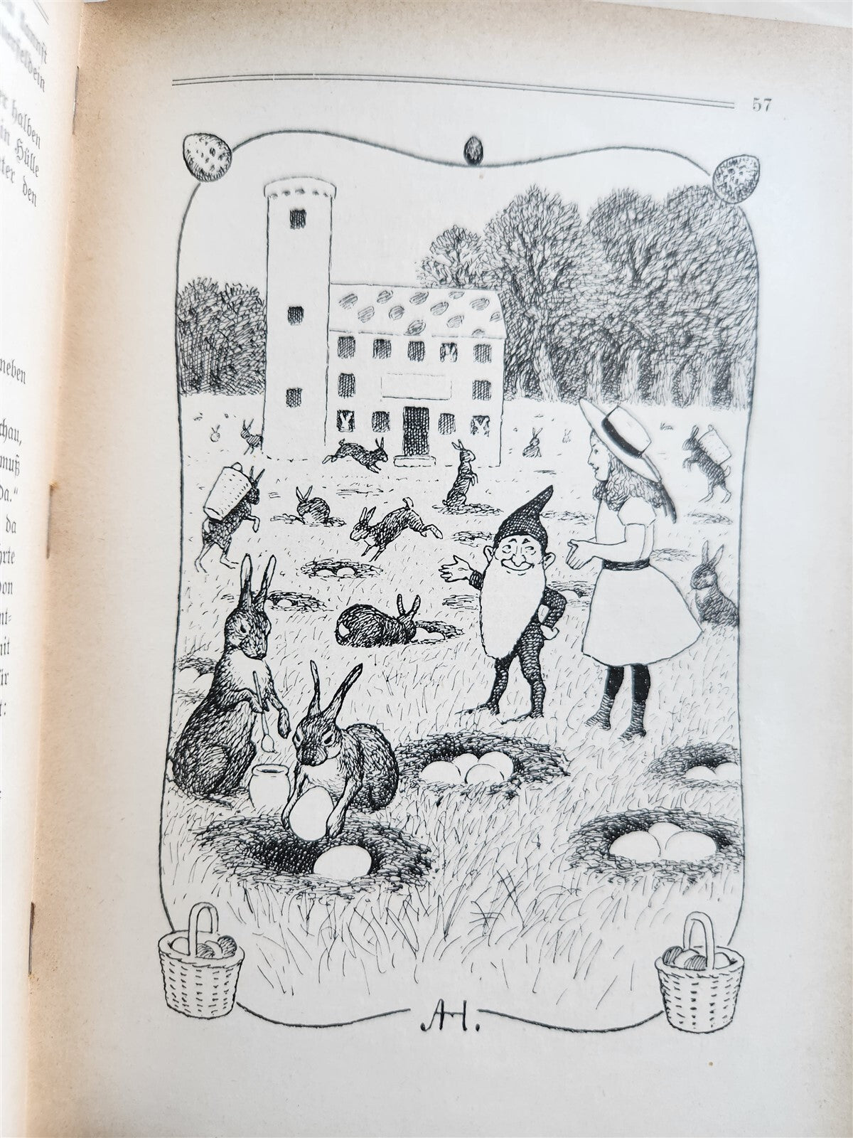 1900s ILLUSTRATED GERMAN CHILDREN BOOK antique FAIRYTALE LAND OF ANIMALS