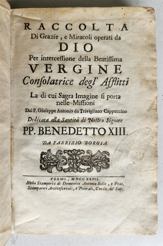 1727 GRACES & MIRACLES of GOD antique in ITALIAN vellum bound