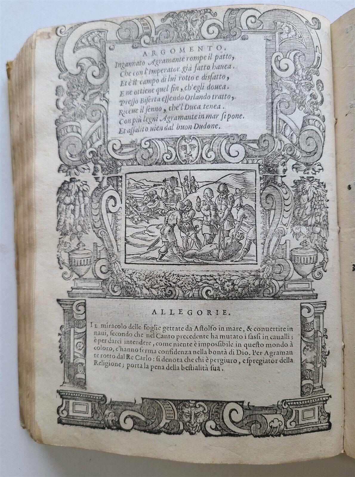 1583 ORLANDO FURIOSO by Ludovico ARIOSTO STRIKINGLY ILLUSTRATED antique vellum