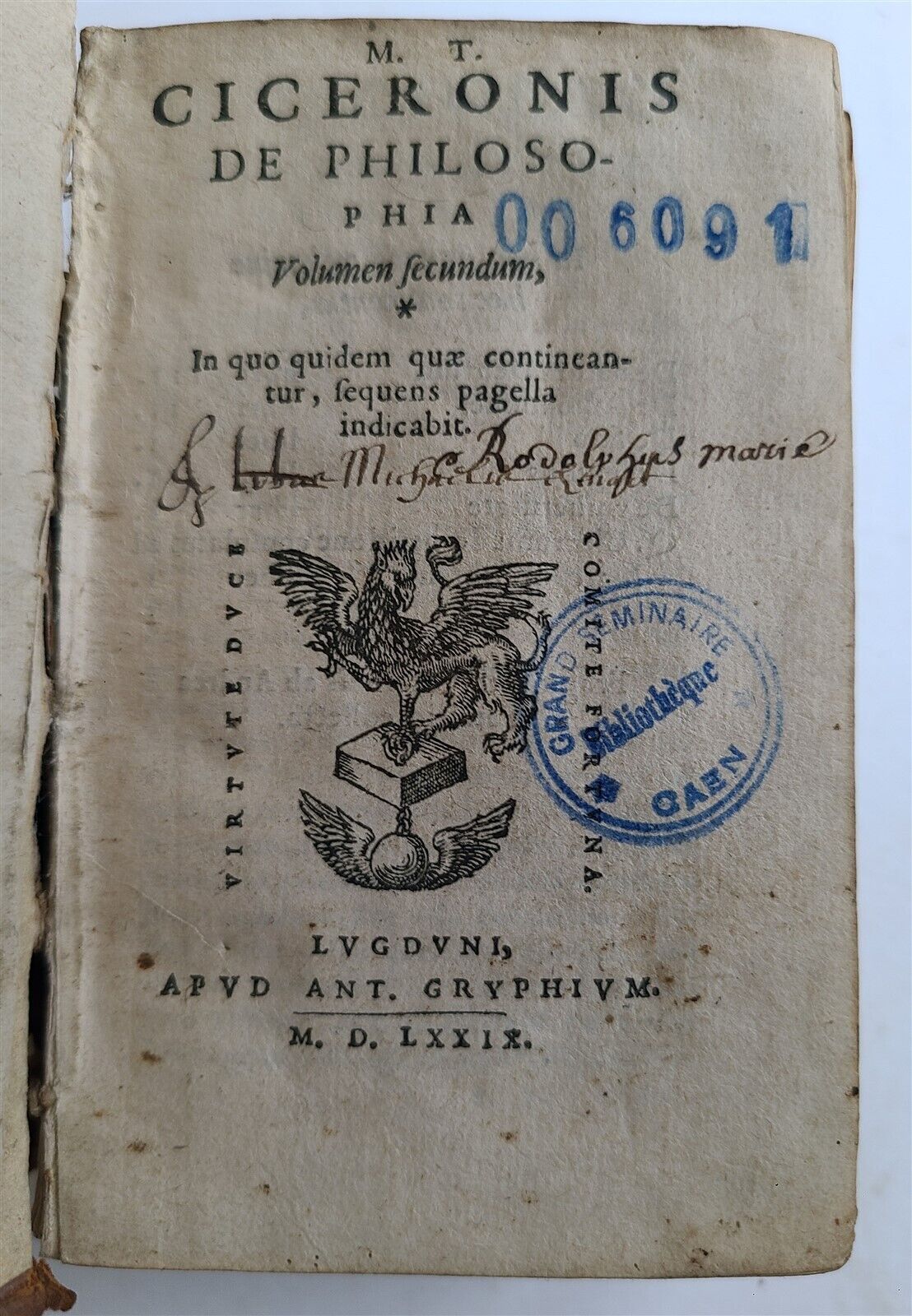 1579 CICERO DE PHILOSOPHIA & DE OFFICIIS antique 16th CENTURY