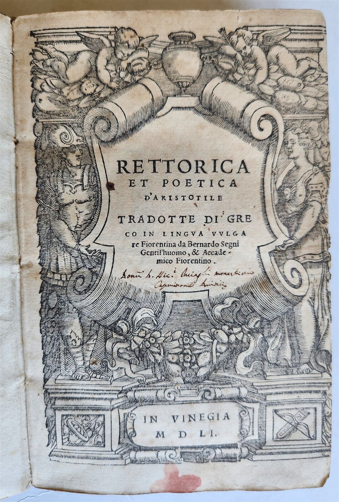 1551 ARISTOTLE antique VELLUM BOUND RETTORICA et POETICA D'ARISTOTILE