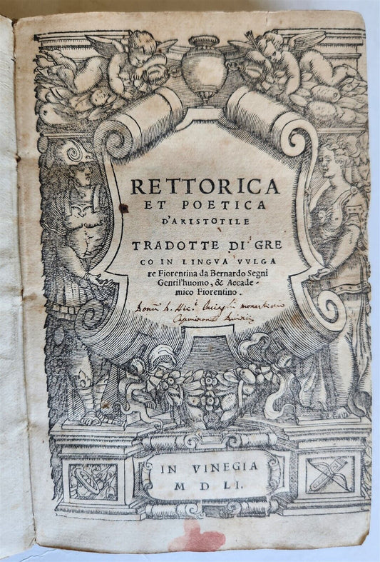 1551 ARISTOTLE antique VELLUM BOUND RETTORICA et POETICA D'ARISTOTILE