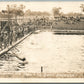 FT. BENJ. HARRISON IN SWIMMING POOL military ANTIQUE REAL PHOTO POSTCARD RPPC