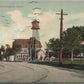 MOMAIIGUIN CT STREET SCENE w/ TROLLEY ANTIQUE POSTCARD