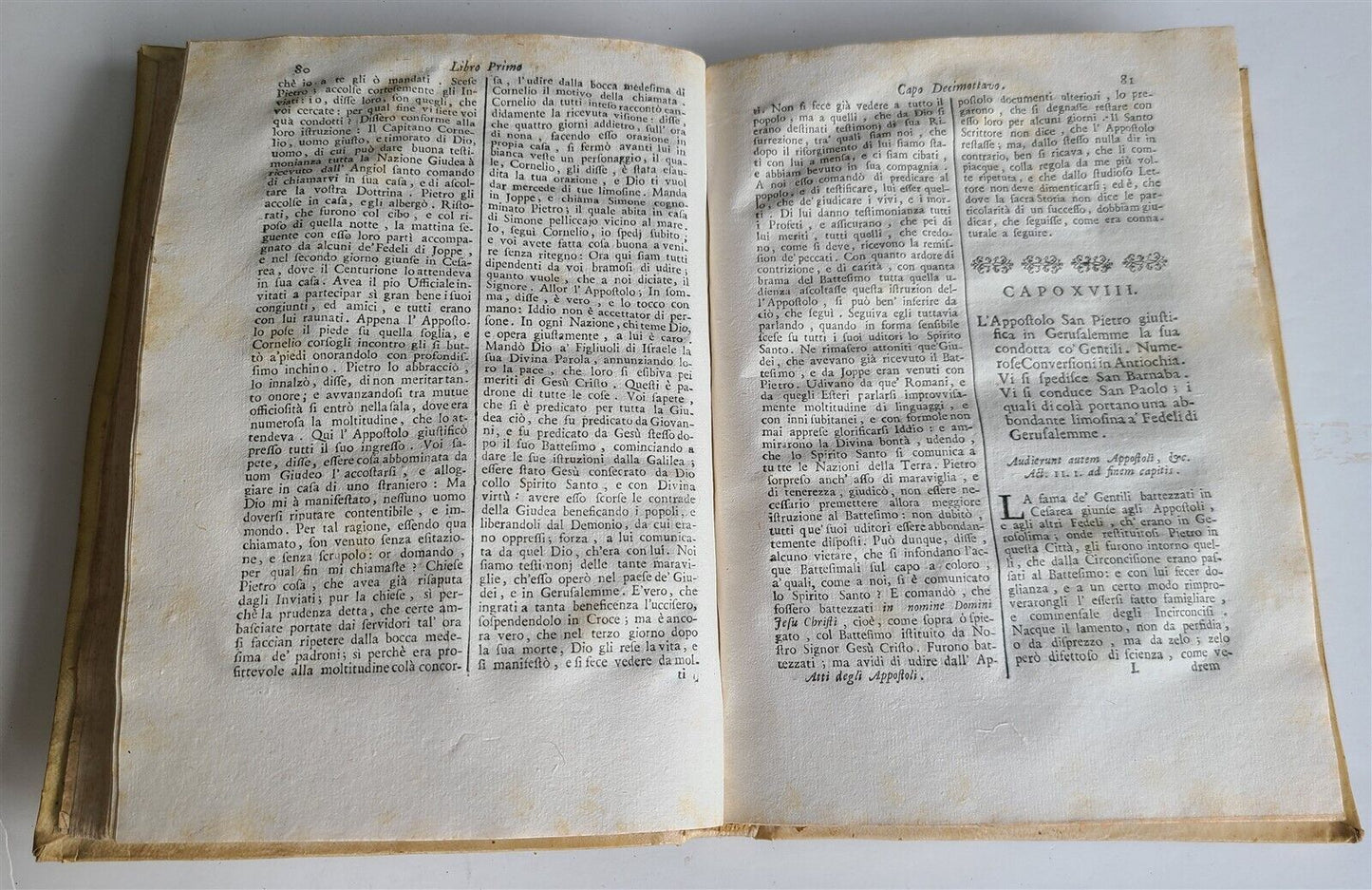 1735 TRATTENIMENTO ISTORICO SOPRA GLI ATTI DEGLI APOSTOLI antique VELLUM BOUND