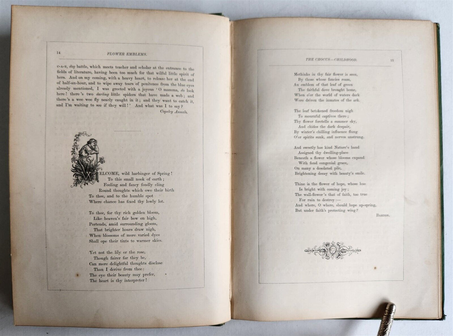 1871 FLOWER EMBLEMS ILLUSTRATED antique in ENGLISH