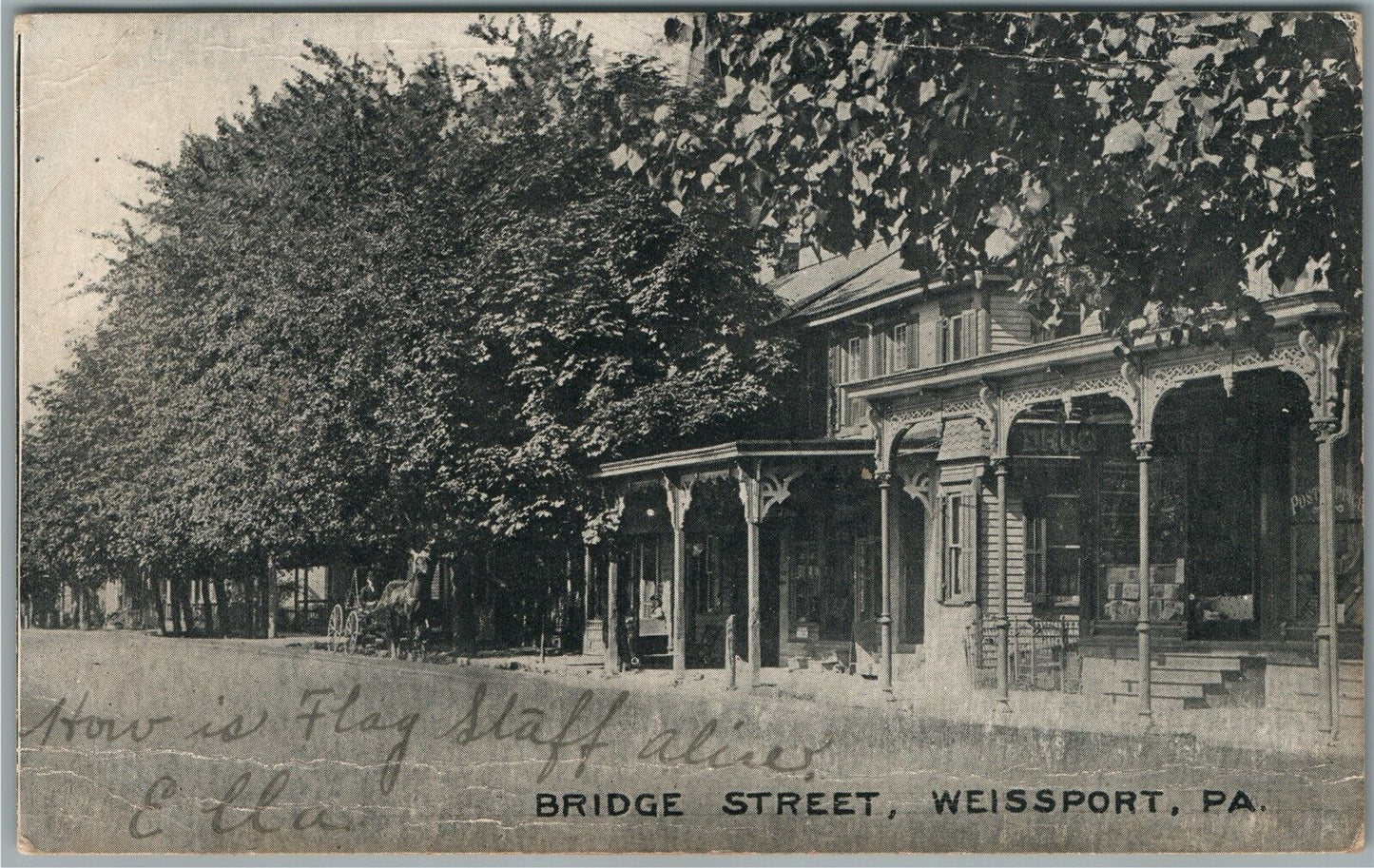 WEISSPORT PA BRIDGE STREET ANTIQUE POSTCARD