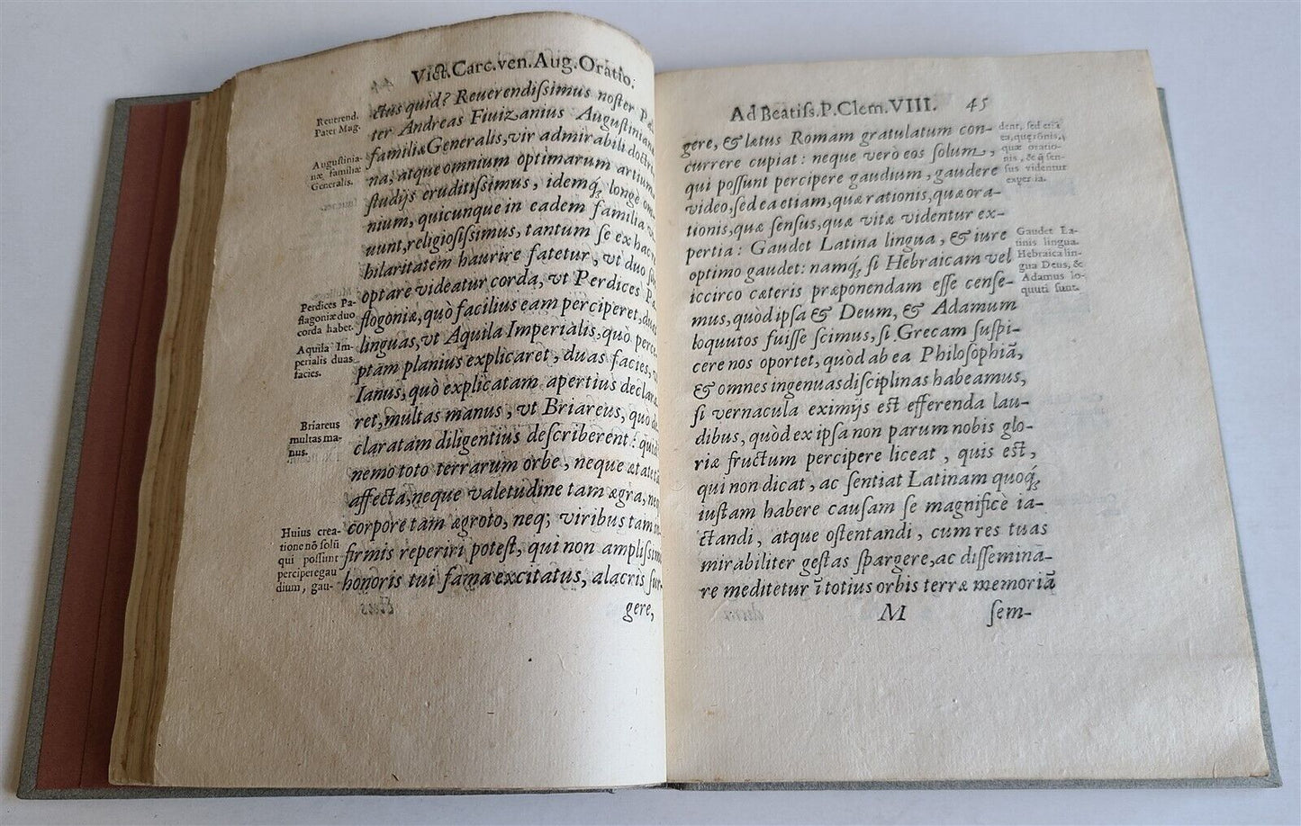 1598 DELLE ORATIONI LATINE et VOLGARI by Vittorio Carcano antique 16th CENTURY