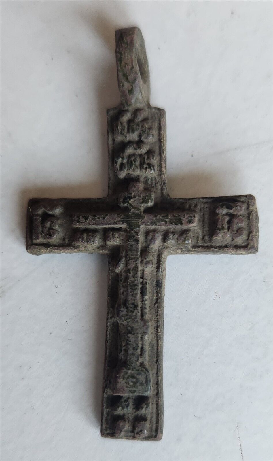 RUSSIAN BRONZE 18th CENTURY antique NECK CROSS icon