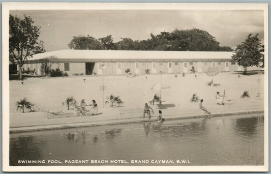 GRAND CAYMAN ISLANDS B.W.I. PAGEANT BEACH HOTEL ANTIQUE REAL PHOTO POSTCARD RPPC