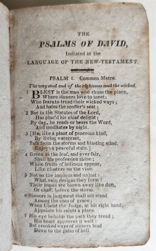 1816 PSALMS of DAVID in ENGLISH by I. WATTS antique NEW YORK AMERICANA