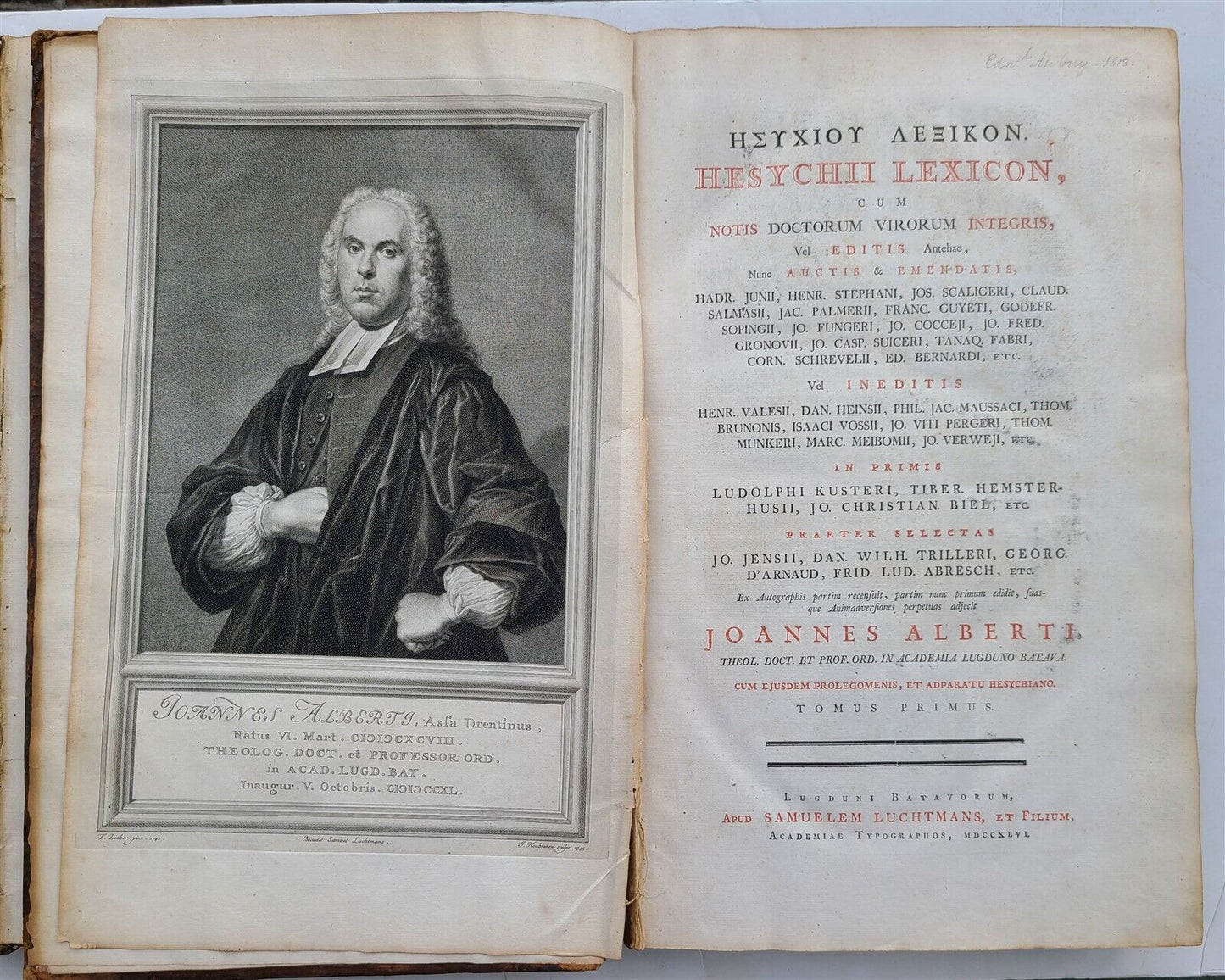 1756 LEXICON Greek literature & Language Hesychius of Alexandria ANTIQUE FOLIO