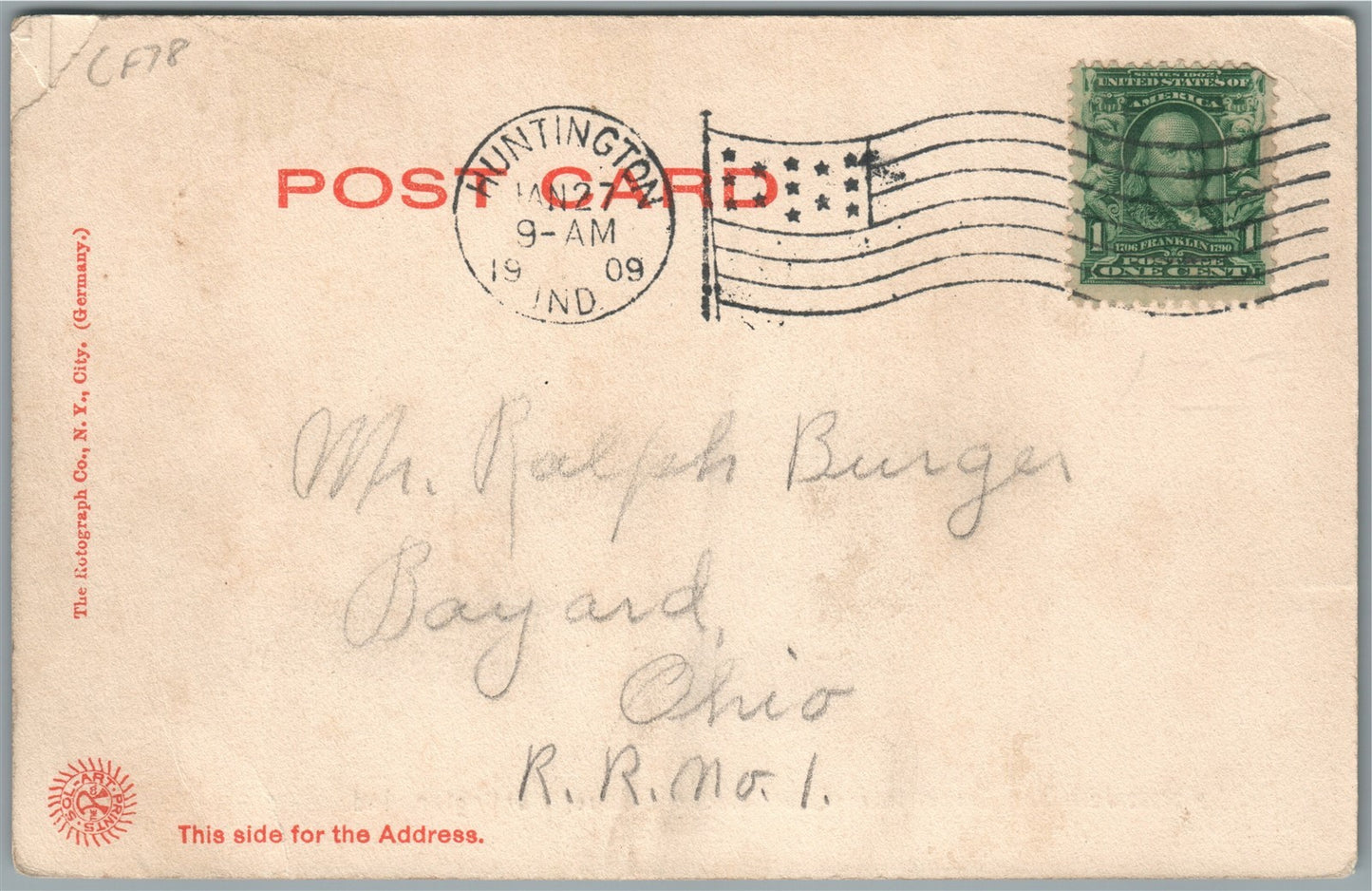 HUNTINGTON IN JEFFERSON STREET ANTIQUE POSTCARD