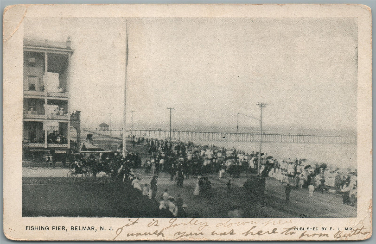 BELMAR NJ FISHING PIER ANTIQUE POSTCARD