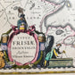 1640 MAP of GERMANY OSTFRIESLAND by WILLEM BLAEU antique AUTHENTIC hand colored